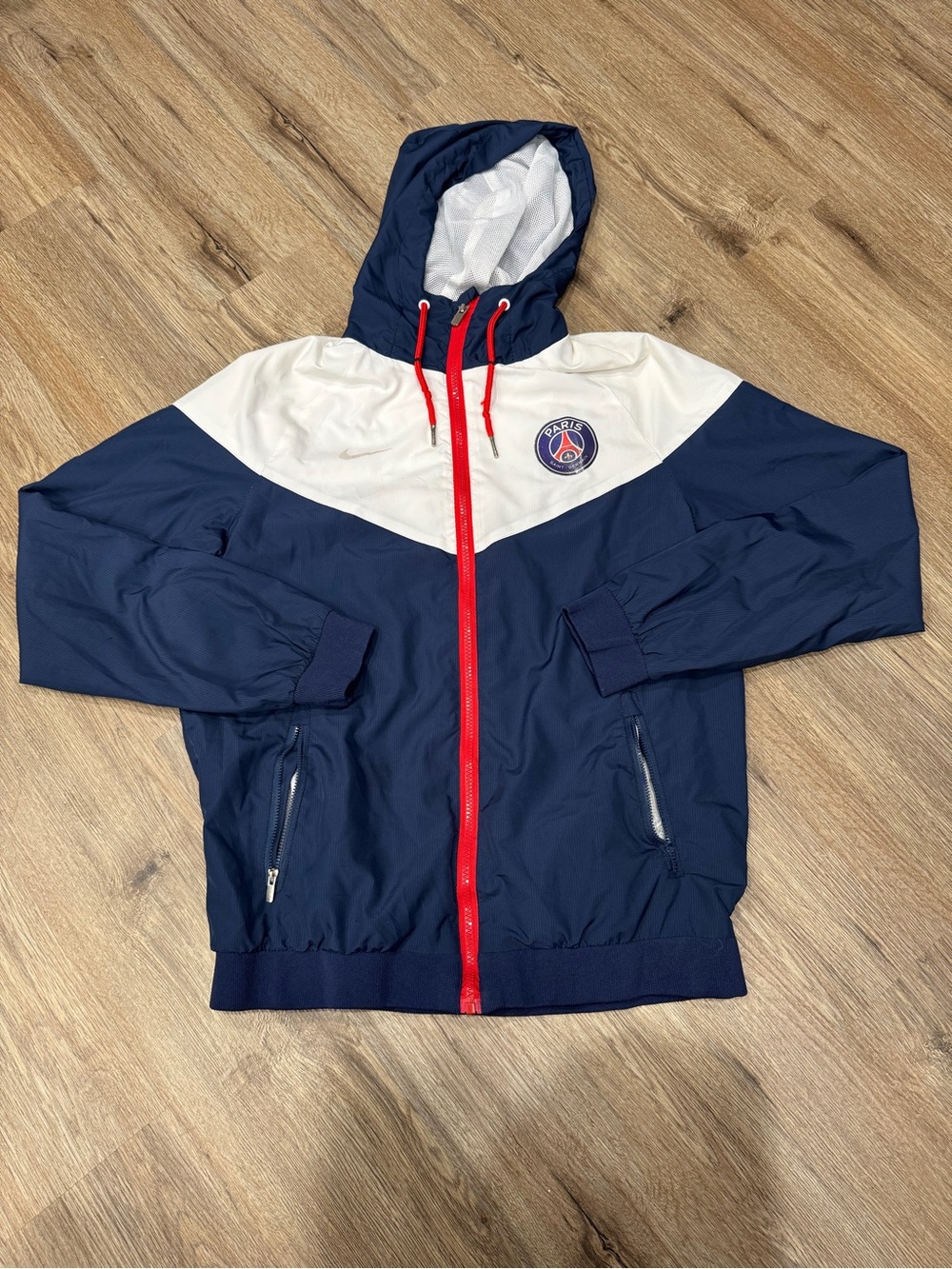 Nike PSG Navy, White & Red Hooded Windbreaker Jacket
